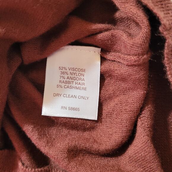 Halogen Crop Sweater XL Cardigan Brown Cashmere Angora Boho Cottage Soft Girl - Picture 8 of 8